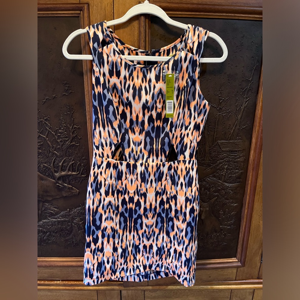 NWT Gianni Bini orange and blue cutout mini dress